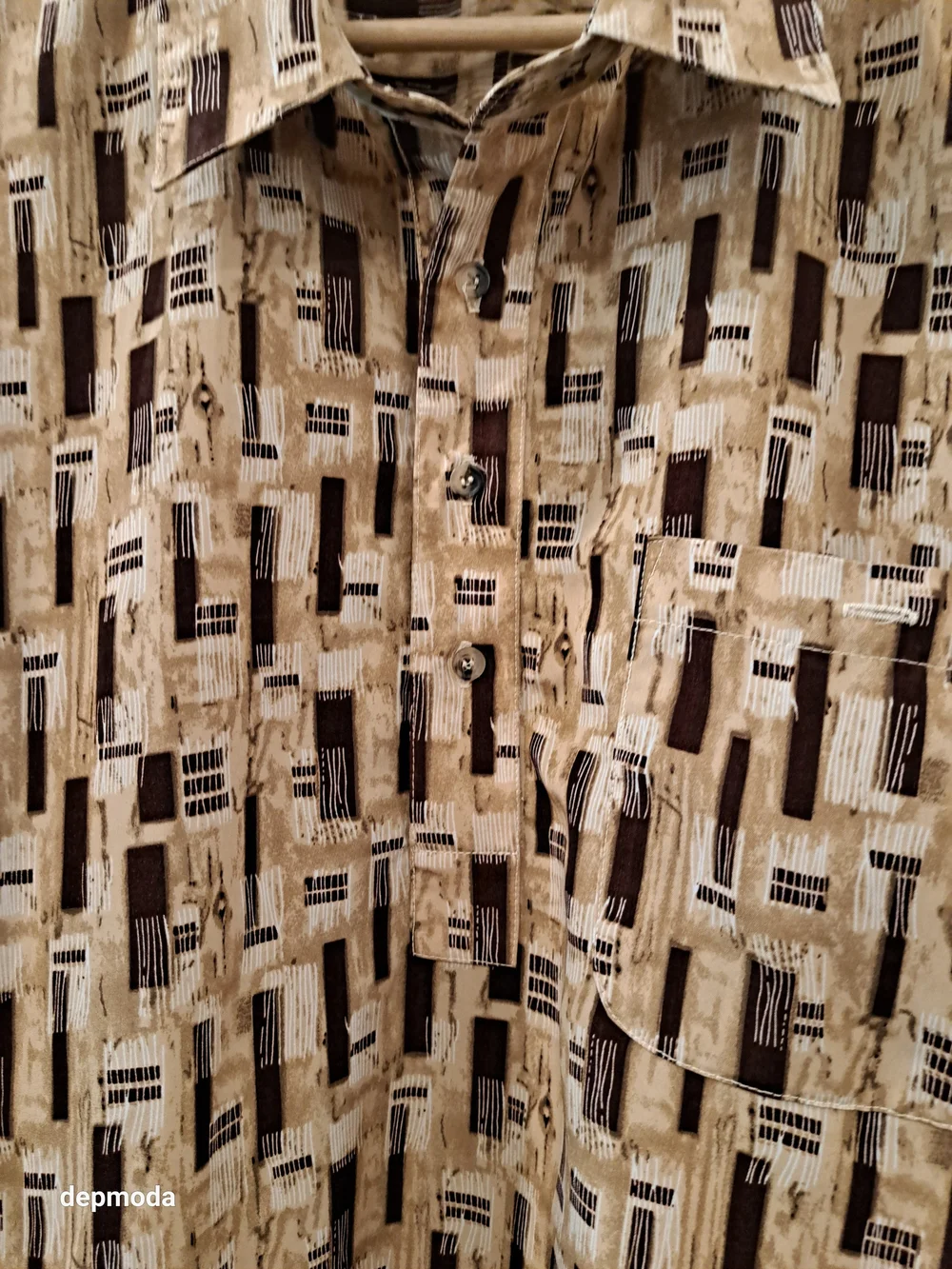 Gold Coast Habanas mens  Short-Sleeve Button-Down Shirt in Beige & Brown size Xl